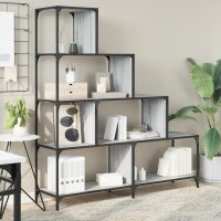vidaXL Bücherregal 4 Etagen Grau Sonoma 139x33,5x149 cm Holzwerkstoff