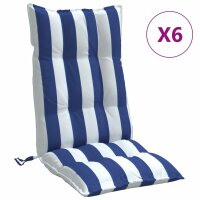 vidaXL Hochlehner-Auflagen 6 Stk. Blau &amp; Wei&szlig; Gestreift Oxford-Gewebe