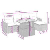 vidaXL 6-tlg. Garten-Sofagarnitur mit Kissen Grau Poly Rattan