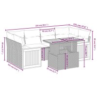 vidaXL 7-tlg. Garten-Sofagarnitur mit Kissen Grau Poly Rattan