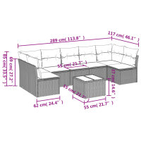 vidaXL 8-tlg. Garten-Sofagarnitur mit Kissen Schwarz Poly Rattan