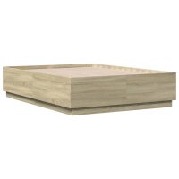 vidaXL Bettgestell Sonoma-Eiche 135x190 cm Holzwerkstoff