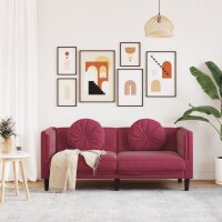 vidaXL Sofa mit Kissen 2-Sitzer Weinrot Samt