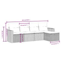 vidaXL 5-tlg. Garten-Sofagarnitur mit Kissen Braun Poly Rattan