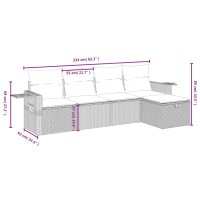 vidaXL 5-tlg. Garten-Sofagarnitur mit Kissen Braun Poly Rattan