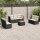 vidaXL 8-tlg. Garten-Sofagarnitur mit Kissen Schwarz Poly Rattan