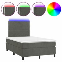 vidaXL Boxspringbett mit Matratze &amp; LED Dunkelgrau 120x190 cm Samt