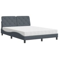 vidaXL Bett mit Matratze Dunkelgrau 140x200 cm Samt