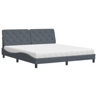 vidaXL Bett mit Matratze Dunkelgrau 180x200 cm Samt