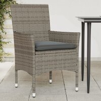 vidaXL Gartenst&uuml;hle mit Kissen 2 Stk. Grau Poly Rattan