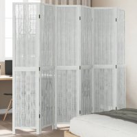 vidaXL 6-tlg. Raumteiler Weiß Massivholz Paulownia