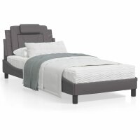 vidaXL Bett mit Matratze Grau 80x200 cm Kunstleder