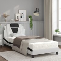 vidaXL Bett mit Matratze Wei&szlig; und Schwarz 80x200 cm Kunstleder