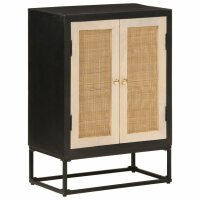 vidaXL Sideboard Schwarz 55x30x76 cm Massivholz Mango und Eisen