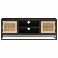 vidaXL TV-Schrank Schwarz 110x30x40 cm Massivholz Mango und Eisen