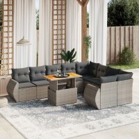 vidaXL 10-tlg. Garten-Sofagarnitur mit Kissen Grau Poly...