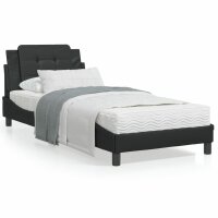 vidaXL Bett mit Matratze Schwarz 80x200 cm Kunstleder