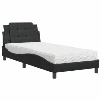 vidaXL Bett mit Matratze Schwarz 80x200 cm Kunstleder