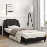 vidaXL Bett mit Matratze Schwarz 80x200 cm Kunstleder