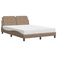 vidaXL Bett mit Matratze Cappuccino-Braun 140x200 cm Kunstleder