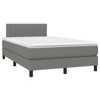 vidaXL Boxspringbett mit Matratze &amp; LED Dunkelgrau 120x190 cm Stoff