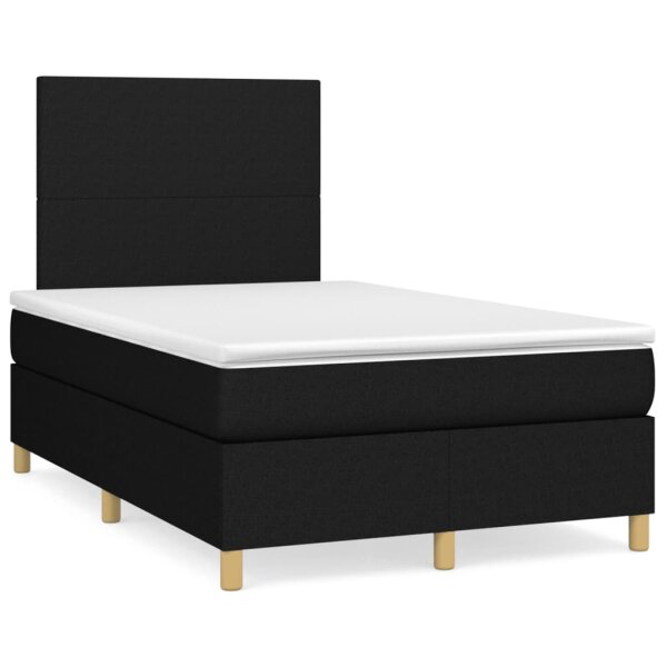 vidaXL Boxspringbett mit Matratze &amp; LED Schwarz 120x190 cm Stoff