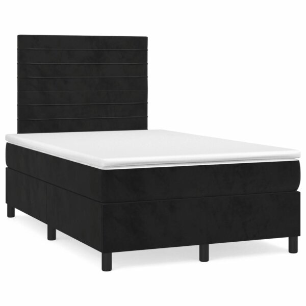 vidaXL Boxspringbett mit Matratze &amp; LED Schwarz 120x190 cm Samt