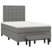 vidaXL Boxspringbett mit Matratze Dunkelgrau 120x190 cm Stoff