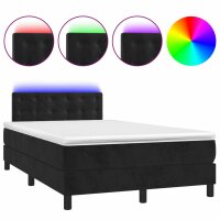 vidaXL Boxspringbett mit Matratze &amp; LED Schwarz 120x190 cm Samt