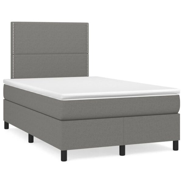 vidaXL Boxspringbett mit Matratze &amp; LED Dunkelgrau 120x190 cm Stoff