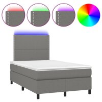 vidaXL Boxspringbett mit Matratze &amp; LED Dunkelgrau 120x190 cm Stoff