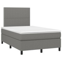 vidaXL Boxspringbett mit Matratze &amp; LED Dunkelgrau 120x190 cm Stoff