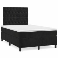 vidaXL Boxspringbett mit Matratze &amp; LED Schwarz 120x190 cm Samt