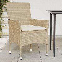 vidaXL Gartenst&uuml;hle mit Kissen 2 Stk. Beige Poly Rattan