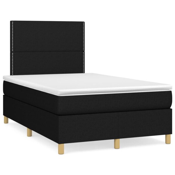 vidaXL Boxspringbett mit Matratze &amp; LED Schwarz 120x190 cm Stoff