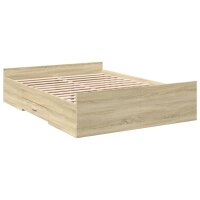 vidaXL Bettgestell mit Schubladen Sonoma-Eiche 135x190cm Holzwerkstoff