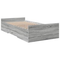 vidaXL Bettgestell mit Schubladen Grau Sonoma 75x190 cm Holzwerkstoff