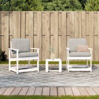 vidaXL 3-tlg. Garten-Lounge-Set Wei&szlig; Massivholz Kiefer