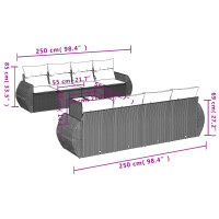 vidaXL 9-tlg. Garten-Sofagarnitur mit Kissen Schwarz Poly Rattan