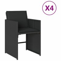 vidaXL Gartenst&uuml;hle mit Kissen 4 Stk. Schwarz Poly Rattan