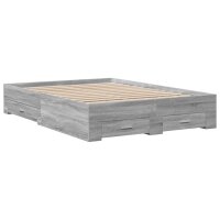 vidaXL Bettgestell mit Schubladen Grau Sonoma 135x190 cm Holzwerkstoff