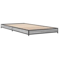 vidaXL Bettgestell Grau Sonoma 90x190 cm Holzwerkstoff und Metall