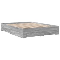 vidaXL Bettgestell mit Schubladen Grau Sonoma 150x200 cm Holzwerkstoff