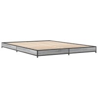 vidaXL Bettgestell Grau Sonoma 140x190 cm Holzwerkstoff und Metall