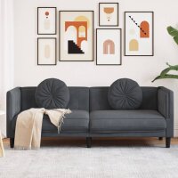 vidaXL Sofa mit Kissen 3-Sitzer Dunkelgrau Samt