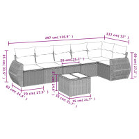 vidaXL 7-tlg. Garten-Sofagarnitur mit Kissen Schwarz Poly Rattan