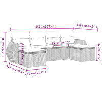 vidaXL 6-tlg. Garten-Sofagarnitur mit Kissen Schwarz Poly Rattan