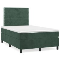 vidaXL Boxspringbett mit Matratze Dunkelgr&uuml;n 120x190 cm Samt