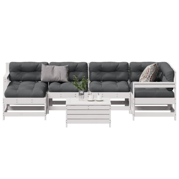 vidaXL 7-tlg. Garten-Lounge-Set mit Kissen Wei&szlig; Massivholz Kiefer