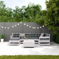 vidaXL 7-tlg. Garten-Lounge-Set mit Kissen Wei&szlig; Massivholz Kiefer